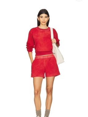 Cotton Citizen Rose Red Athletic Lounge Shorts